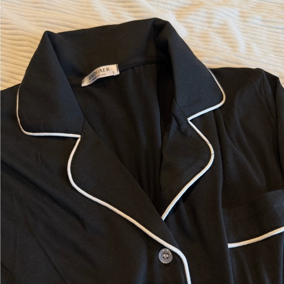 Women's Black Pajama Set with White Trim - Picture 7 of 7